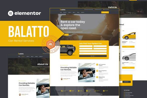 Balatto - Car Rental Company Elementor Pro Template Kit