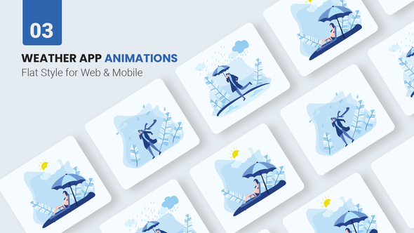 Weather App Onboarding App Screens Animation - Flat Concept