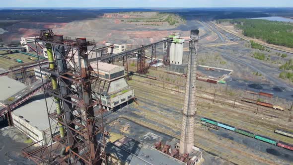 Aerial View Large Industrial Coal Mine