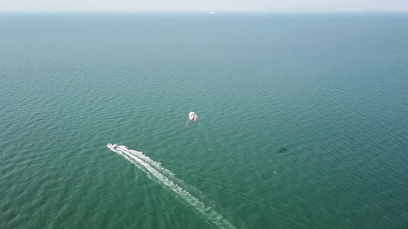 Parasailing activity at sea