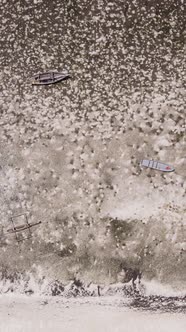 Vertical Video of Low Tide in the Ocean Near the Coast of Zanzibar Tanzania