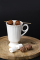 Cup of hot chocolate drink with marshmallows and chocolates skewers - PhotoDune Item for Sale