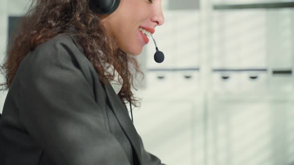 Portrait of Latino beautiful business woman smile while work in office.