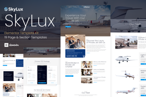 Skylux - Private Jet & Airplane Charter Company Elementor Template Kit