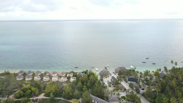 Zanzibar Tanzania  Aerial View of the Ocean Near the Shore of the Island Slow Motion