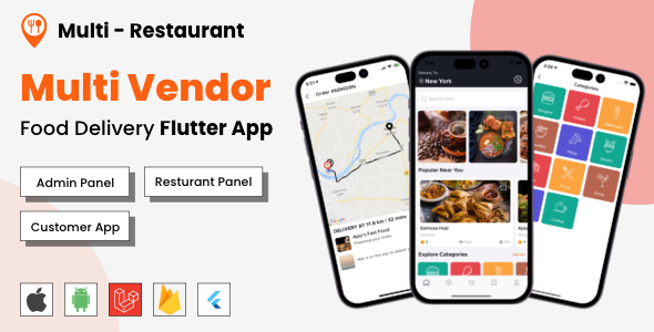 Multi Restaurant - Food ordering Flutter App with Admin Panel