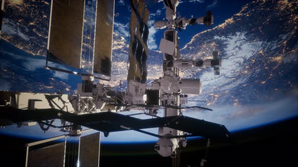 Earth and Outer Space Station Iss