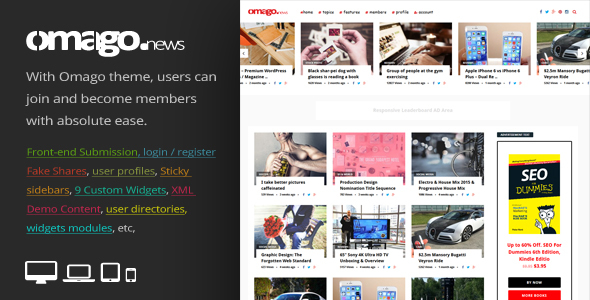 Omago News – User Profile Membership & Content Sharing Theme