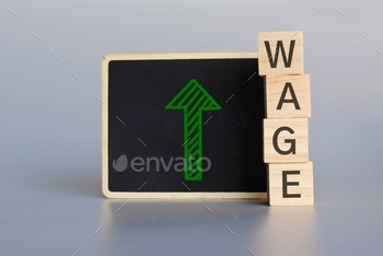 ward arrow. Wage increase, salary increment.