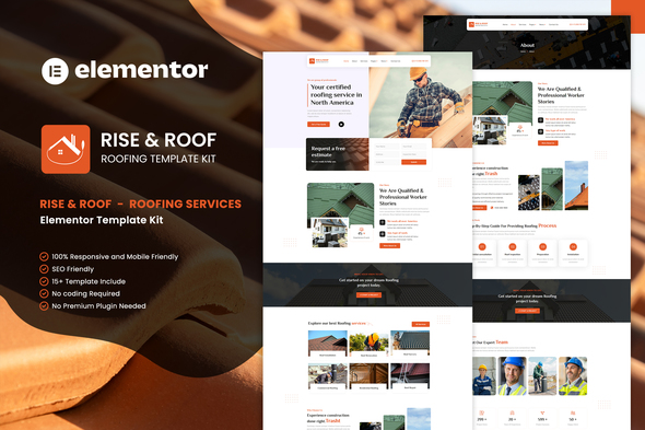 Rise & Roof - Roofing Services Elementor Template Kit