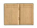 notebook with vintage paper cloth cover and empty spreadsheet accounting charts and isolated  - PhotoDune Item for Sale