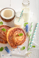Delicious coconut rolls with powdered sugar. Popular Swedish dessert. - PhotoDune Item for Sale