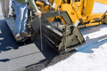A steam roller and an asphalt paver machine are used during the construction of a new road as part - PhotoDune Item for Sale