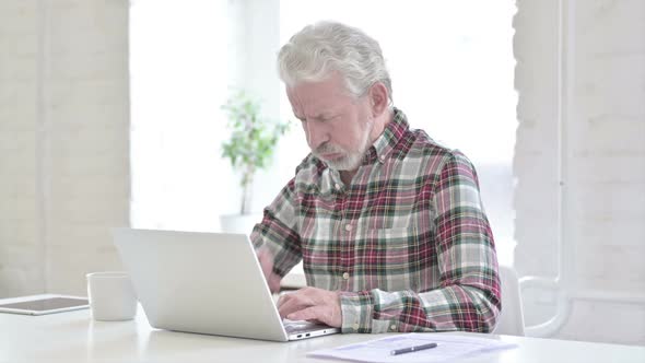 Sick Casual Old Man Coughing in Office