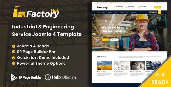 Factory HUB – Industrial & Engineering Services Joomla 4 Template