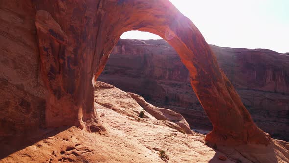 Aerial shot of the amazing Corona Arch near Moab, Utah