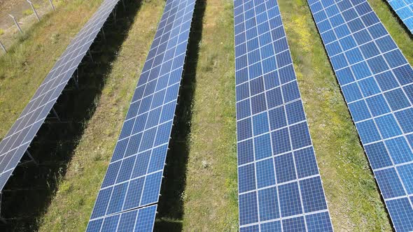 solar panel farm in a field