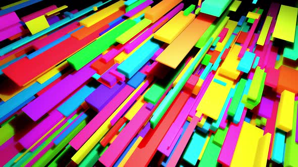 Multicolor Cubes or Blocks Grid in Air and Neon Lights
