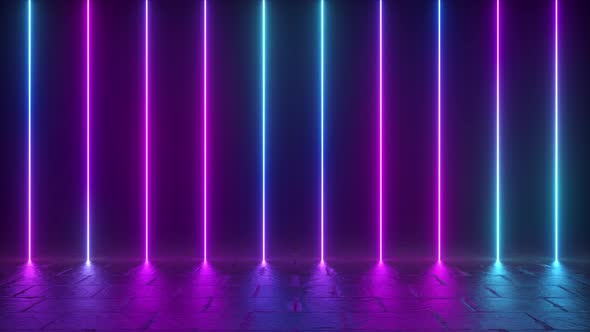 Vertical Luminous Lines Ultraviolet Spectrum Blueviolet Neon Lights Laser Show Nightclub Equalizer