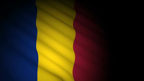 Romania Flag Blowing in Wind