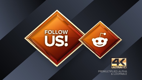 Reddit Follow Us! Rotating Sign 4K Looping Design Element