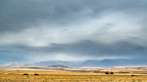 Storm over autumn fields