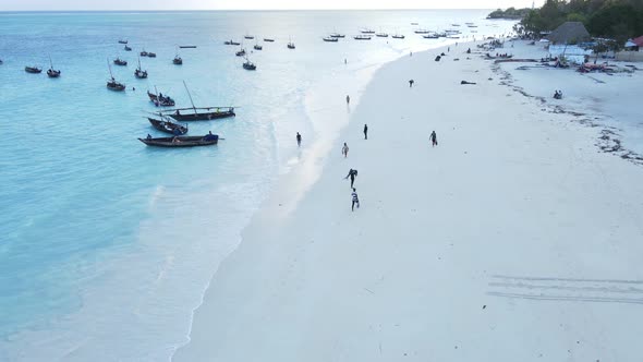 Coastal Landscape of Zanzibar Tanzania  Boats Near the Shore