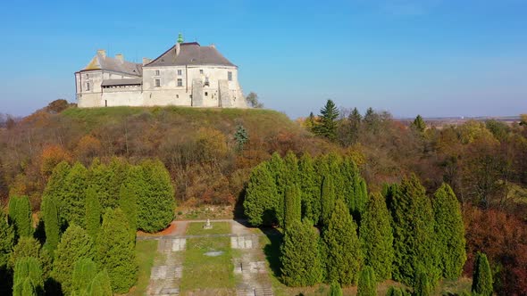 Aerial View of Haunted Castle of Olesko, Ukraine