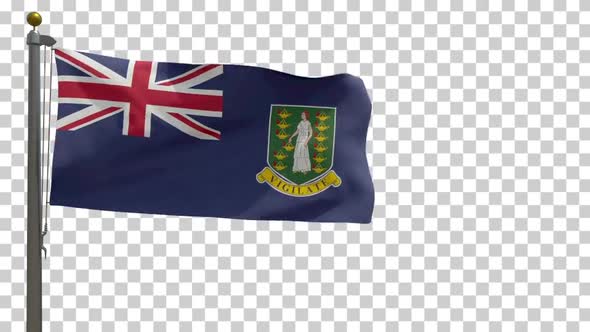 British Virgin Islands Flag (UK) on Flagpole with Alpha Channel - 4K