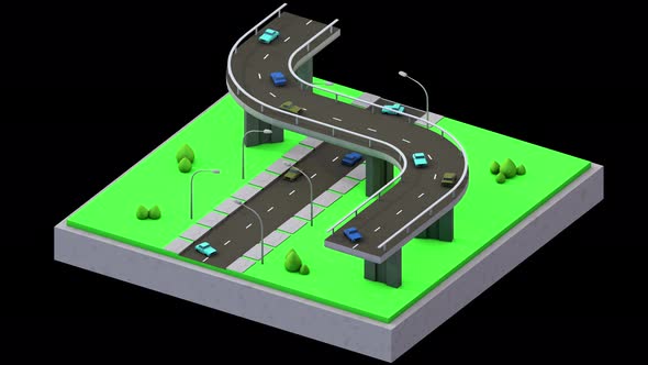 Speed highway with cars animation looped alpha channel alt