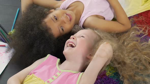 Mixed Race Best Friends Smiling And Enjoying Time Together, Anti-racism Symbol