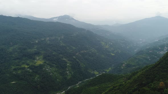 City of Gangtok in Sikkim India seen from the sky