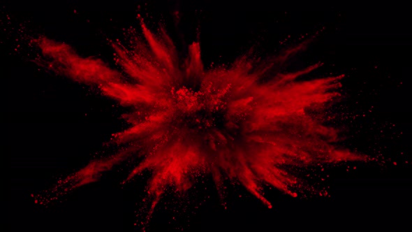 Super Slow Motion Shot of Red Powder Explosion Isolated on Black Background at 1000Fps