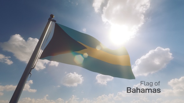 Bahamas Flag on a Flagpole V2