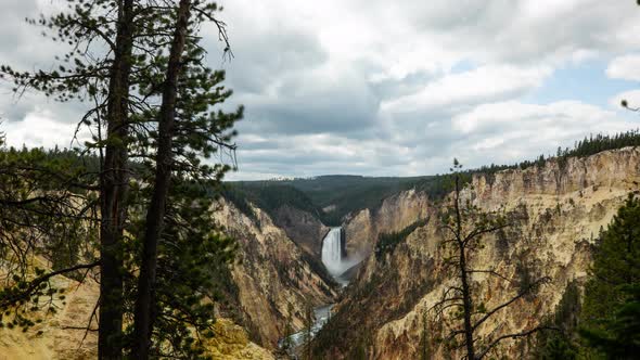 Time lapse of the lower falls on Yellowstone waterfall