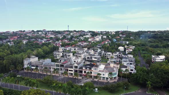 Abandoned Because of Covid Shops Aerial Panorama