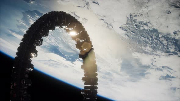 Futuristic Space Station on Earth Orbit