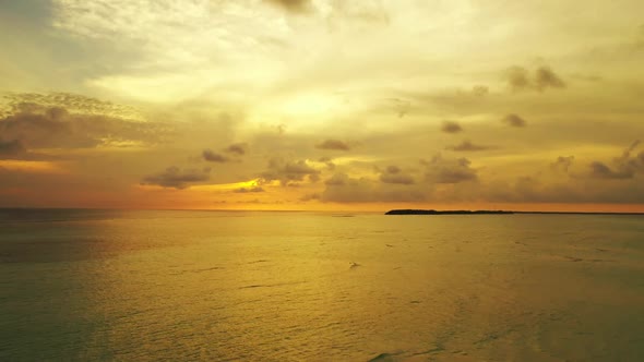 Aerial top view sky of luxury shore beach adventure by blue water with white sand background of a da