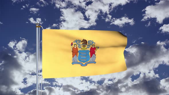 New Jersey Flag Waving 4k