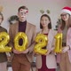 Happy Office Colleagues with Golden 2021 Balloons - VideoHive Item for Sale
