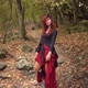 Wild Extraordinary Woman Posing in the Golden Autumn Woodland Mysterious Character Journey in the - VideoHive Item for Sale