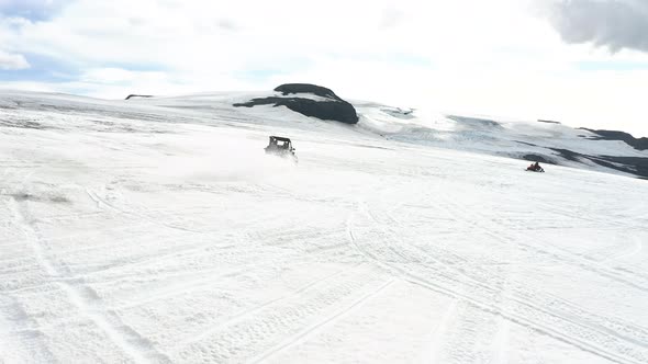 Beautiful Icy Landscape Of Langjokull In Iceland - wide shot