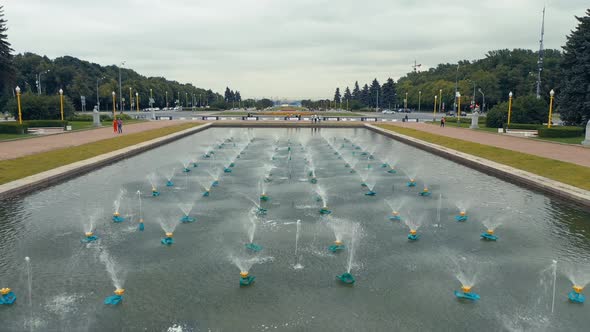 Fountains of Moscow State University Moscow Aerial