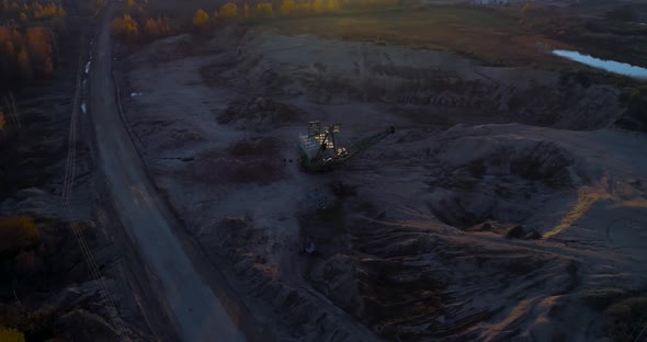 Walking Excavator in the Sand Pit.