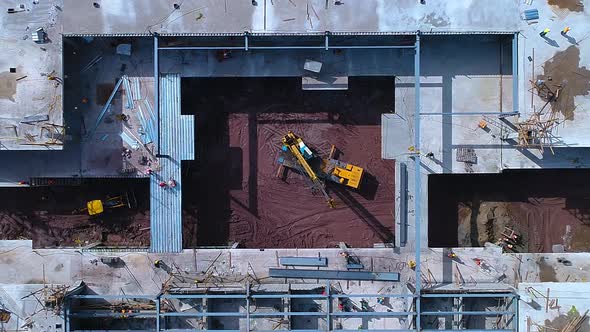 Aerial shot of a mall construction.