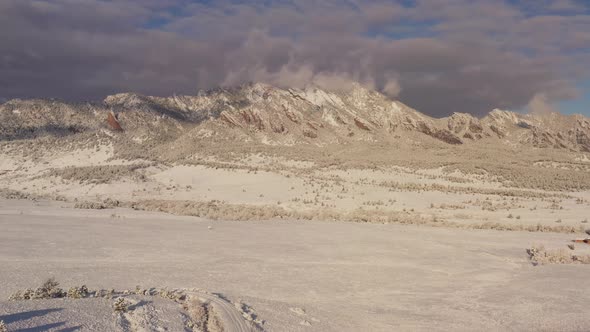 Aerial shot of the mountains near Boulder Colorado