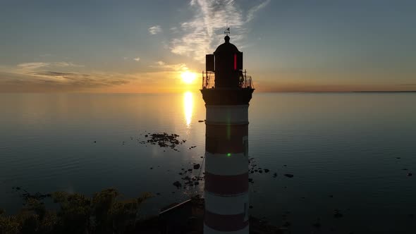 Aerial View of the Lighthouse at Sunset