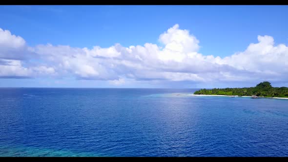 Aerial top view seascape of exotic coastline beach journey by blue water and clean sandy background 