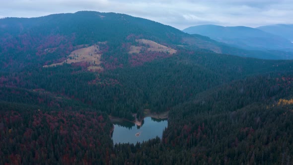 Aerial view Hyperlapse over Synevyr Lake