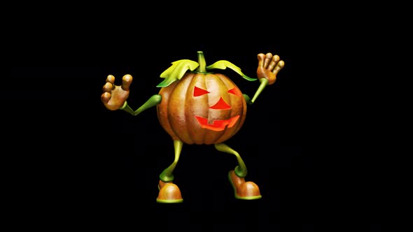 Fun Pumpkin  Looped Halloween Dance with Alpha Channel and Shadow